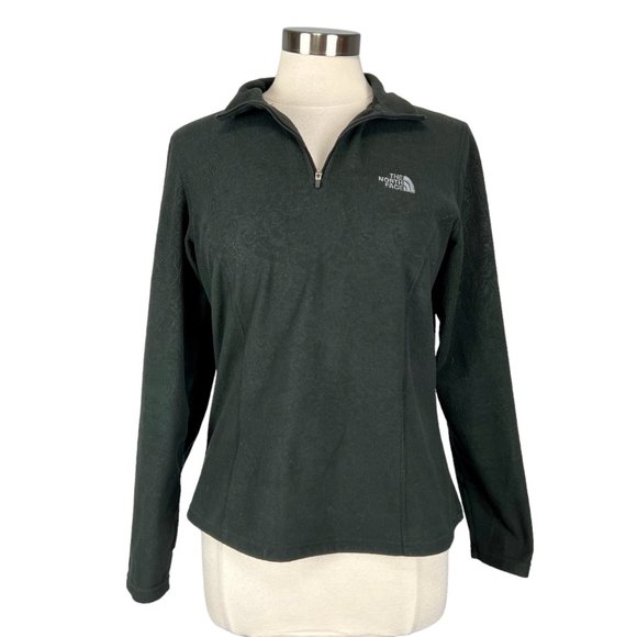 The North Face Womens Gray Embossed TKA 100 Glacier Quarter Zip Top size Medium - Picture 1 of 12